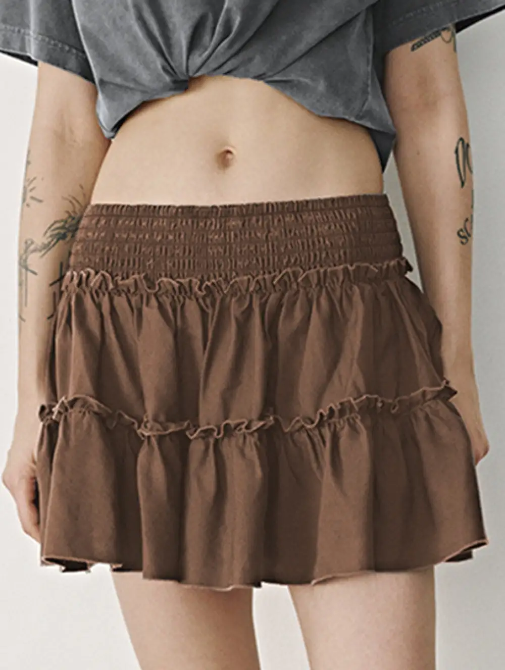 Elastic Waist Midi Skirt
