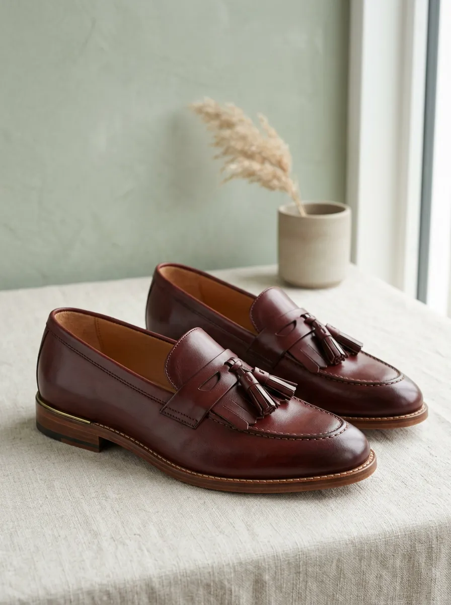 Unisex Everyday Leather Tassel Slip-On Loafers