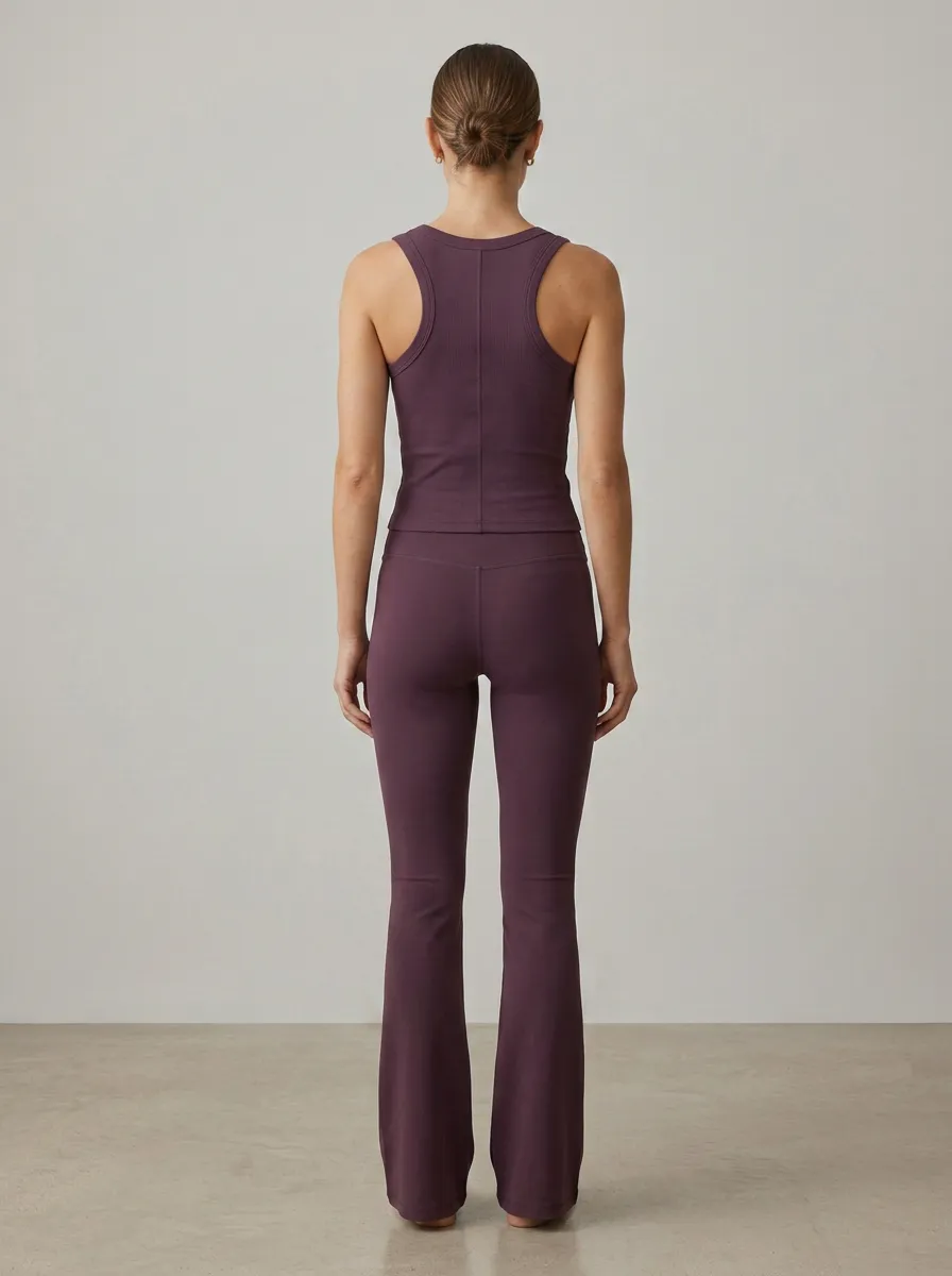 Cropped Women's Tank Top Flare Pants Active Set