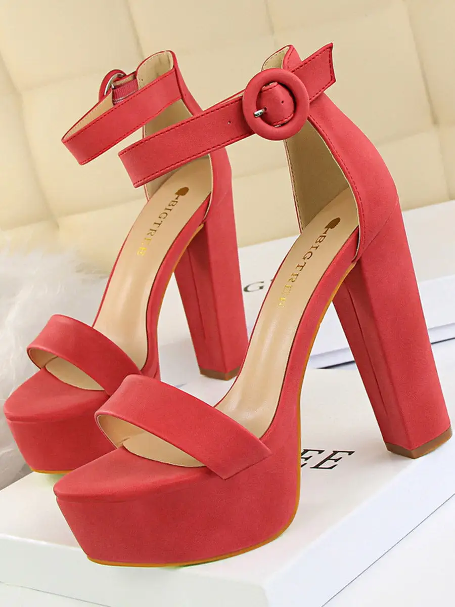 Buckle Peep-Toe Panel Detail Heeled Sandals