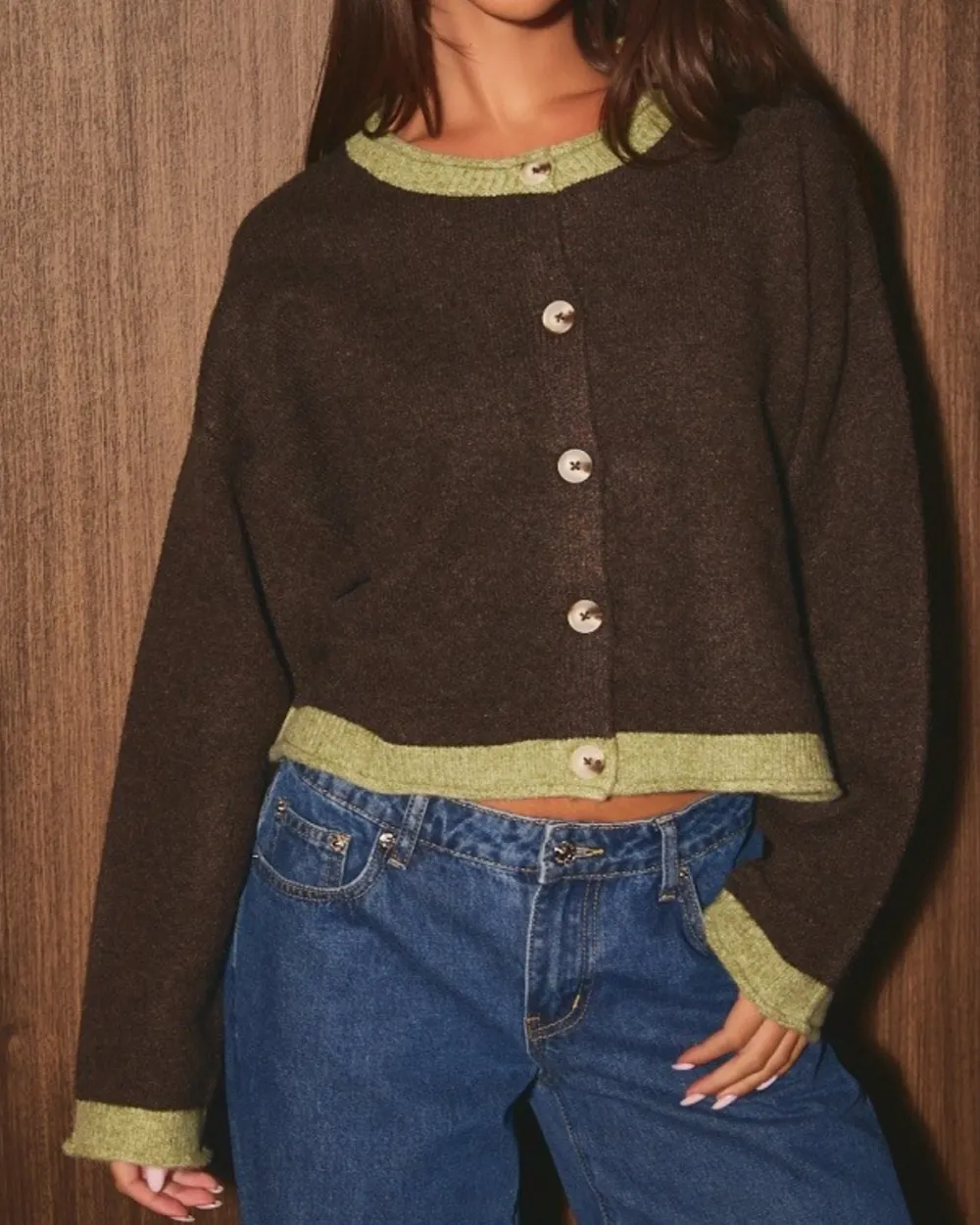 Contrast Hem Cardigan