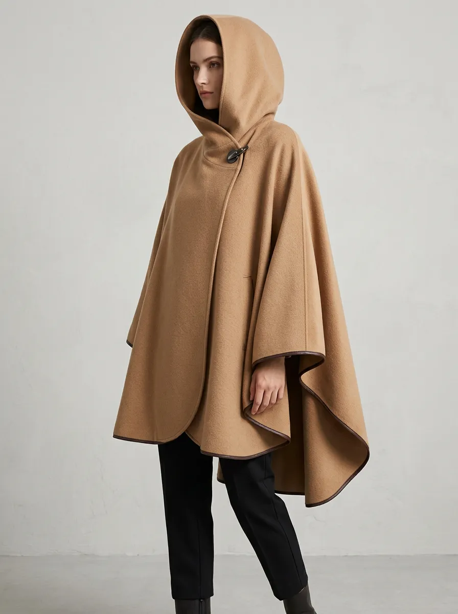 Minimal Hooded Women's Cape Poncho