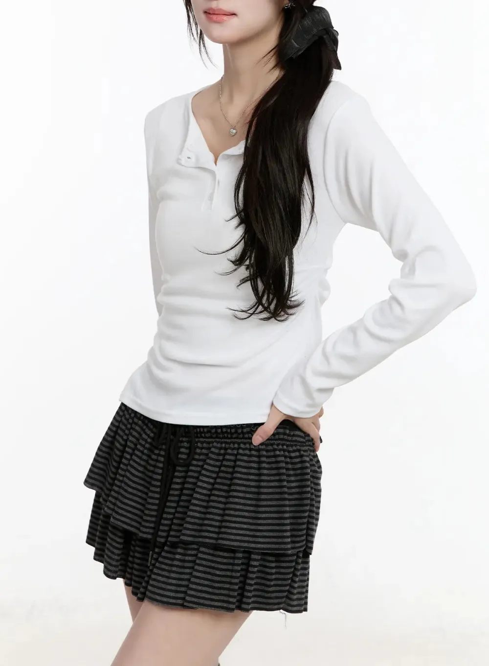 Button Accent Long Sleeve Top
