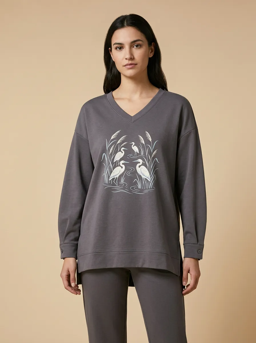 Women's V-Neck Graphic Sweatshirt