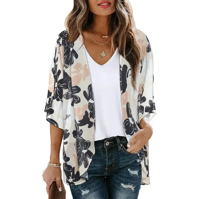 Lightweight Printed Kimono Cover-Up