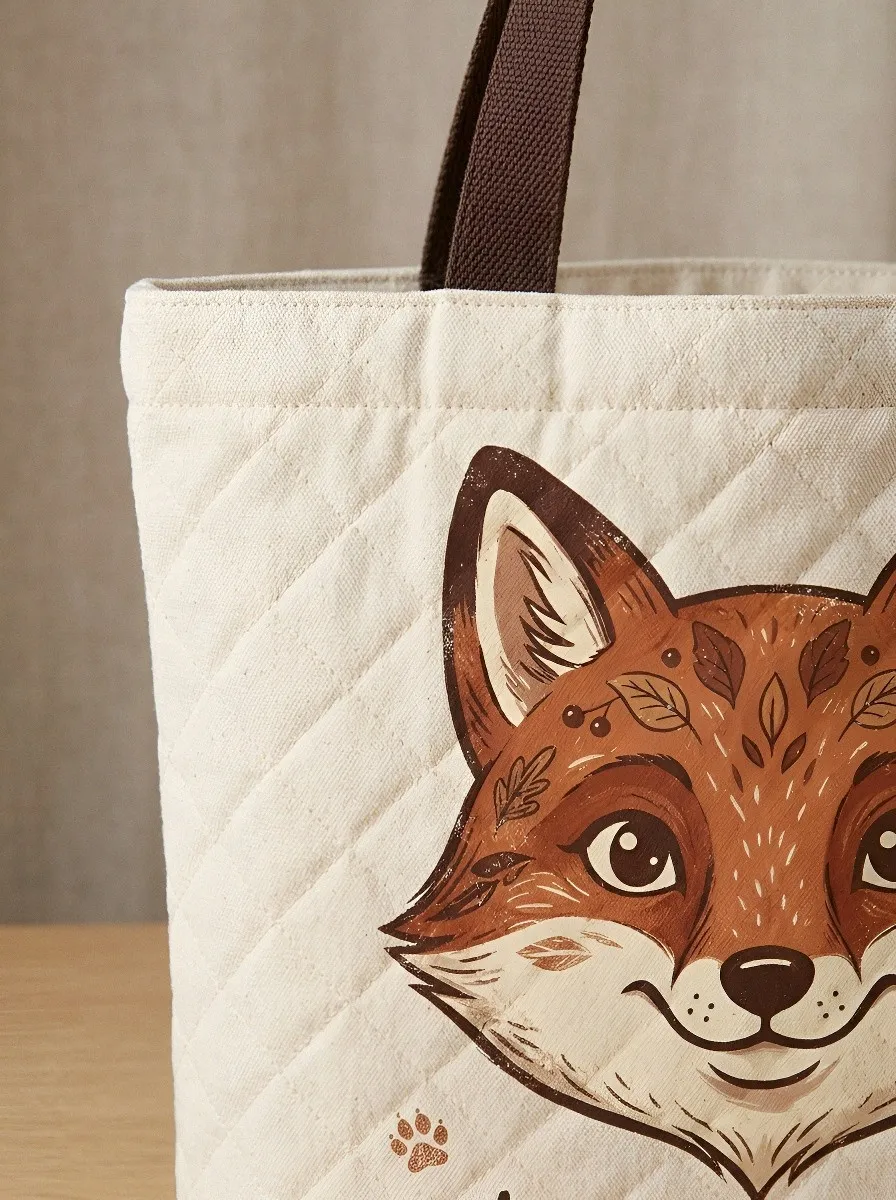 Fox Lover Wild Heart Floral Fox Printed Tote Bag