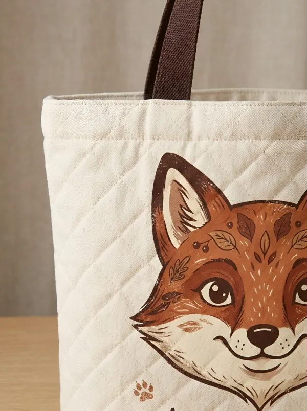 Fox Lover Wild Heart Floral Fox Printed Tote Bag