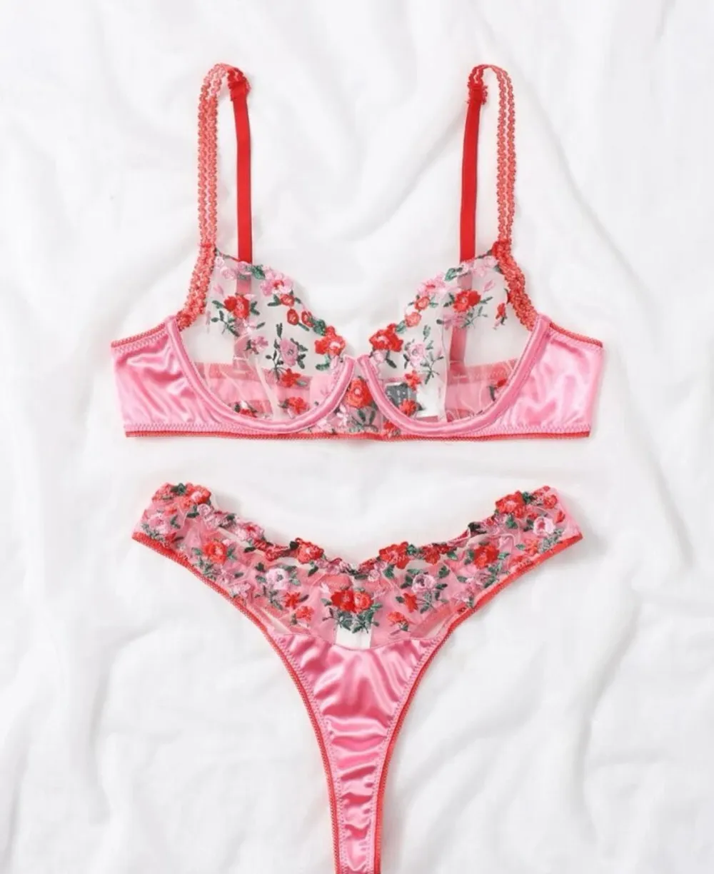 Floral Silk Lingerie Set