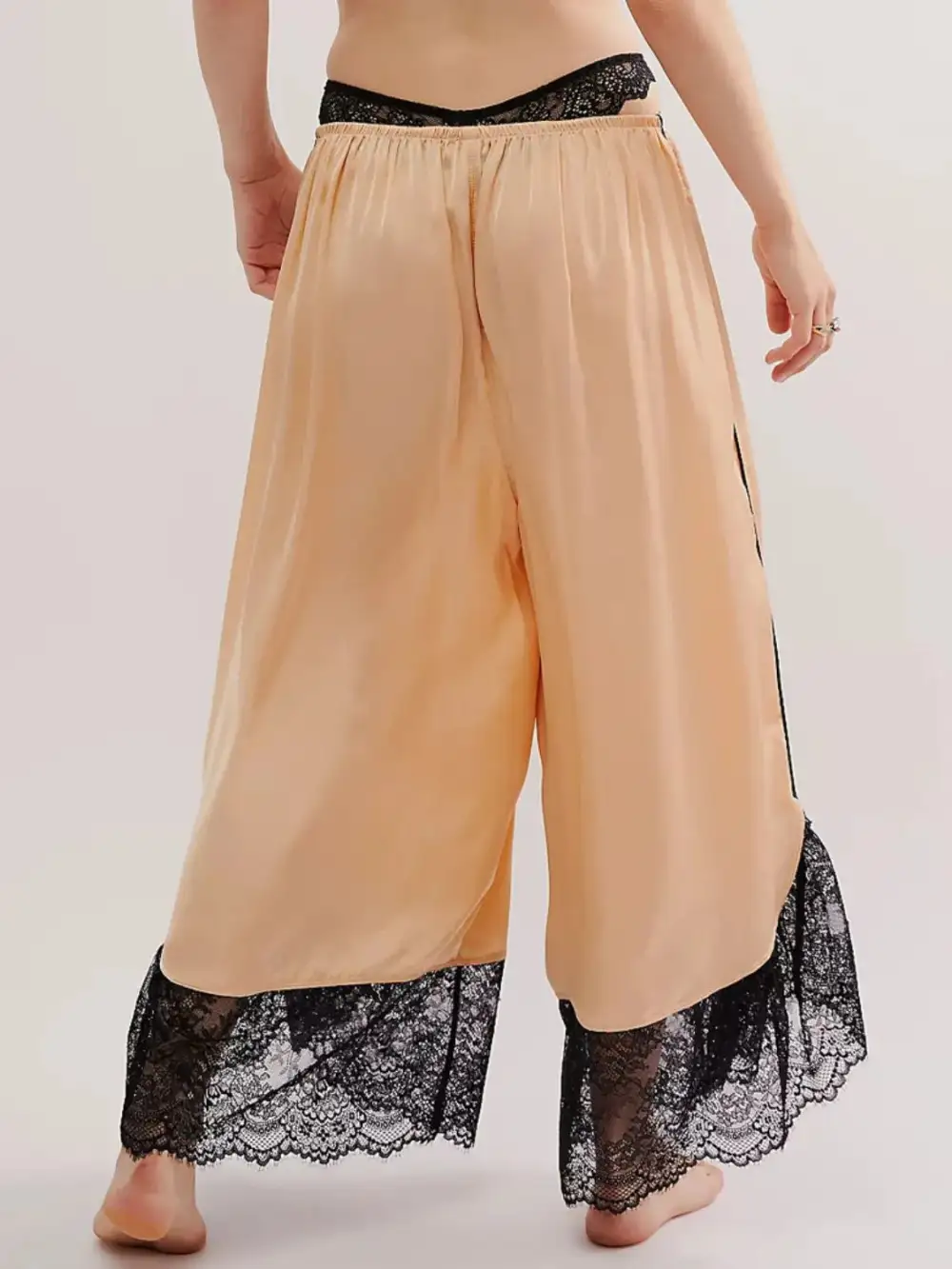 Relaxed Lace Detail Wide Leg Pants