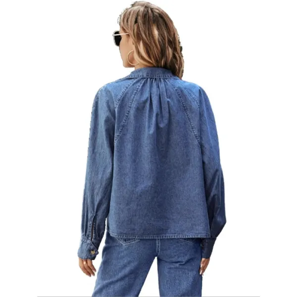 Button-Up Long-Sleeve Denim Shirt