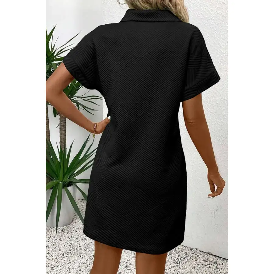 Button Front Short Sleeve Mini Dress