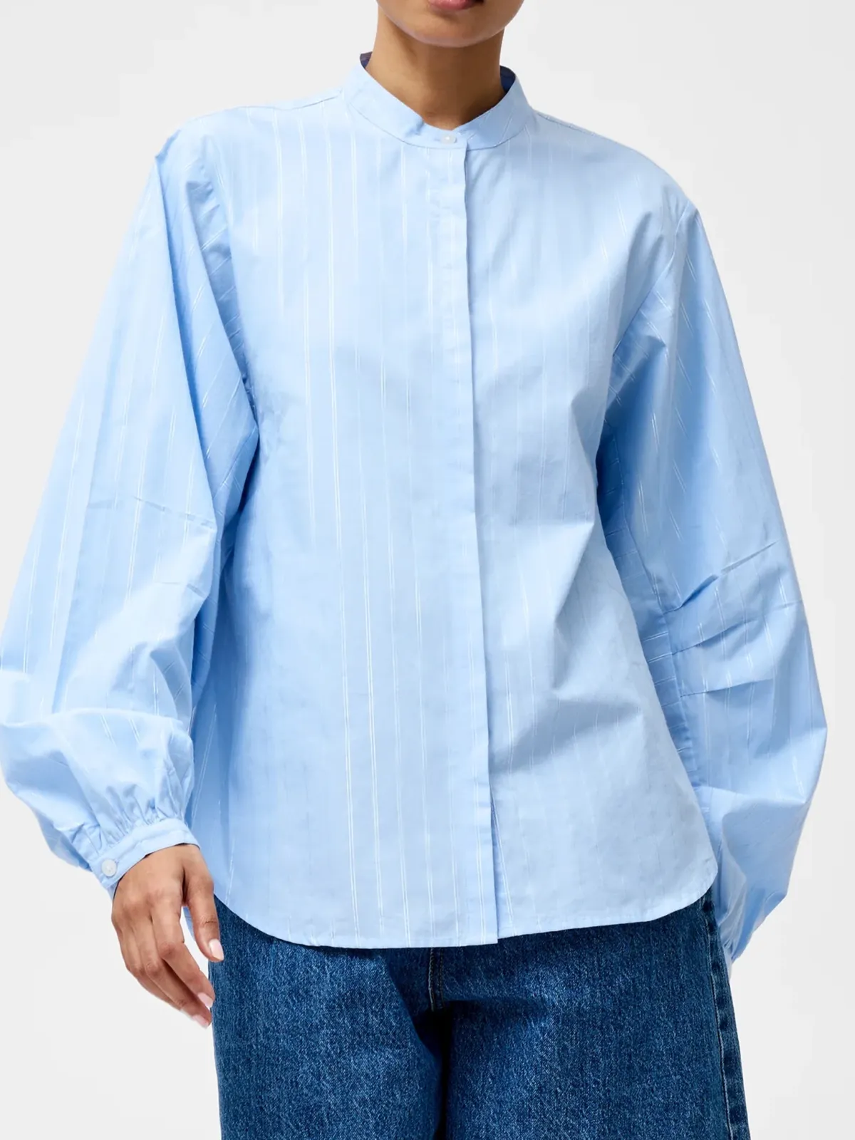 Classic Modern Striped Stand Collar Shirt