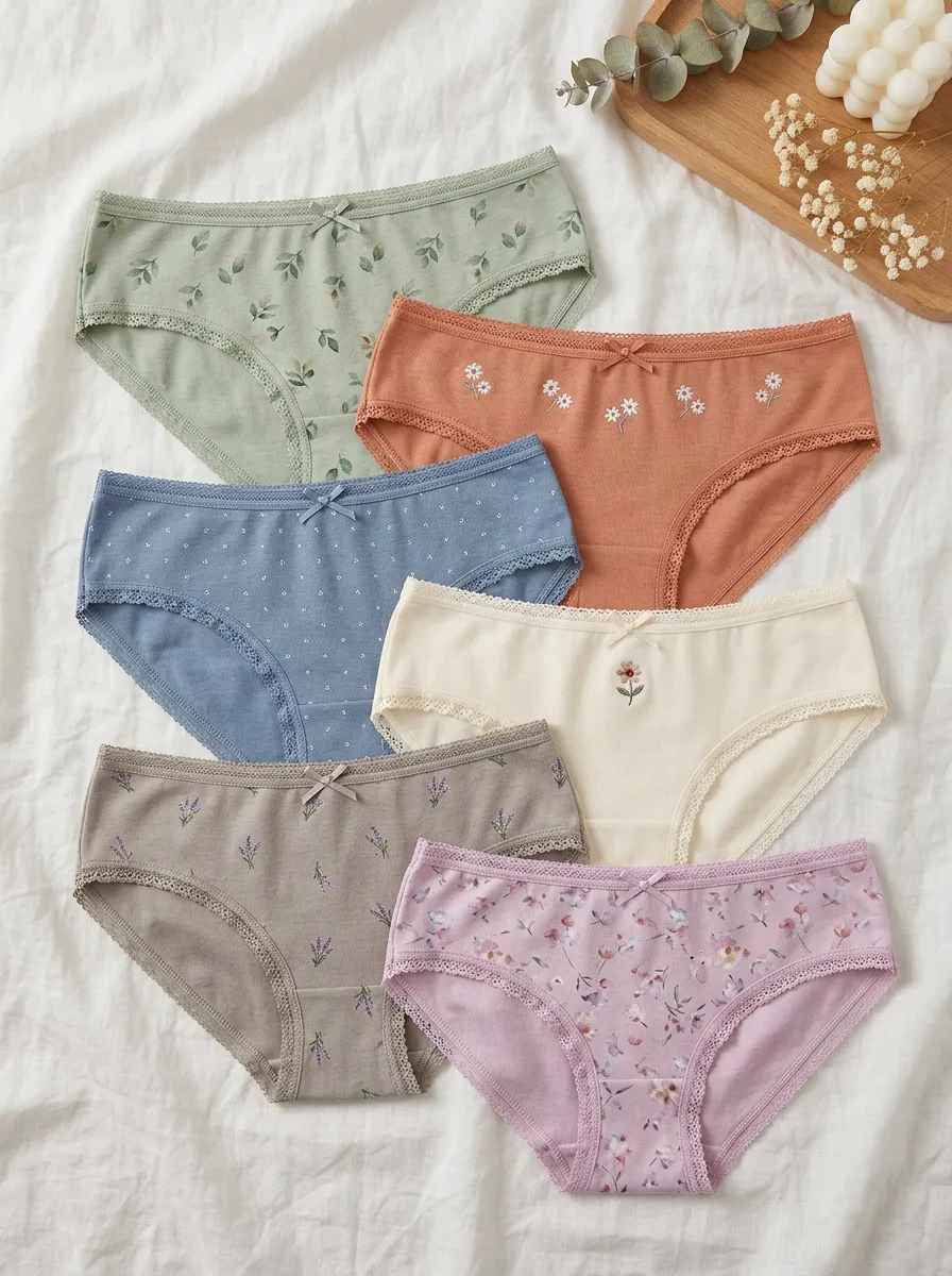 Women's Floral Botanical Printed 6-Piece Panty Set