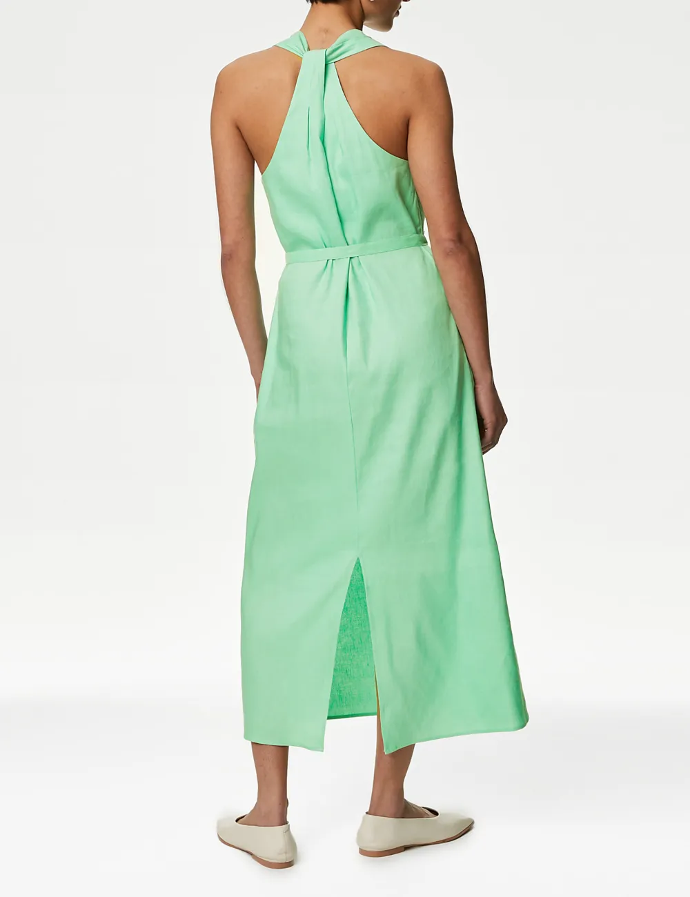 Linen Rich Halter Neck Maxi Dress