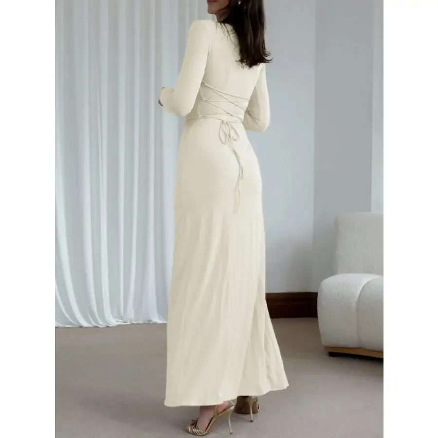 Soft Ruched Long Sleeve Maxi Dress