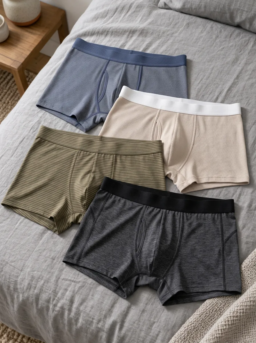Men's Multi-Color Striped and Solid Patterned Boxer Briefs Set