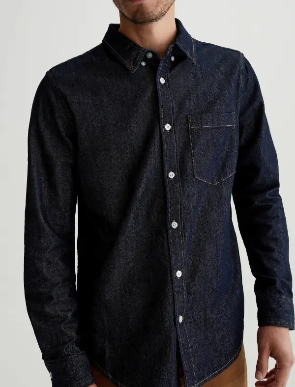 Men's Stretch Long-Sleeve Denim Shirt