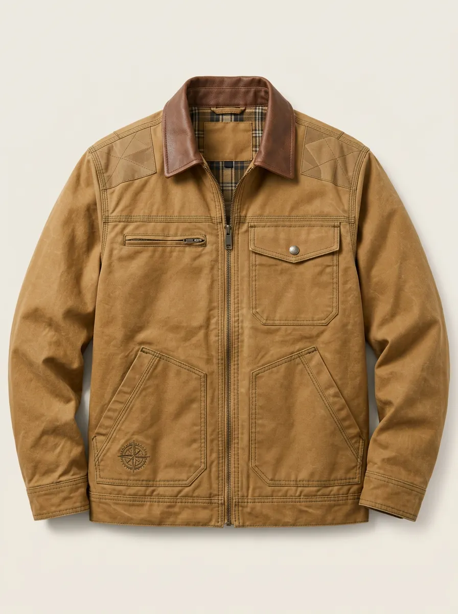 Men's Utility Field Jacket with Contrast Collar