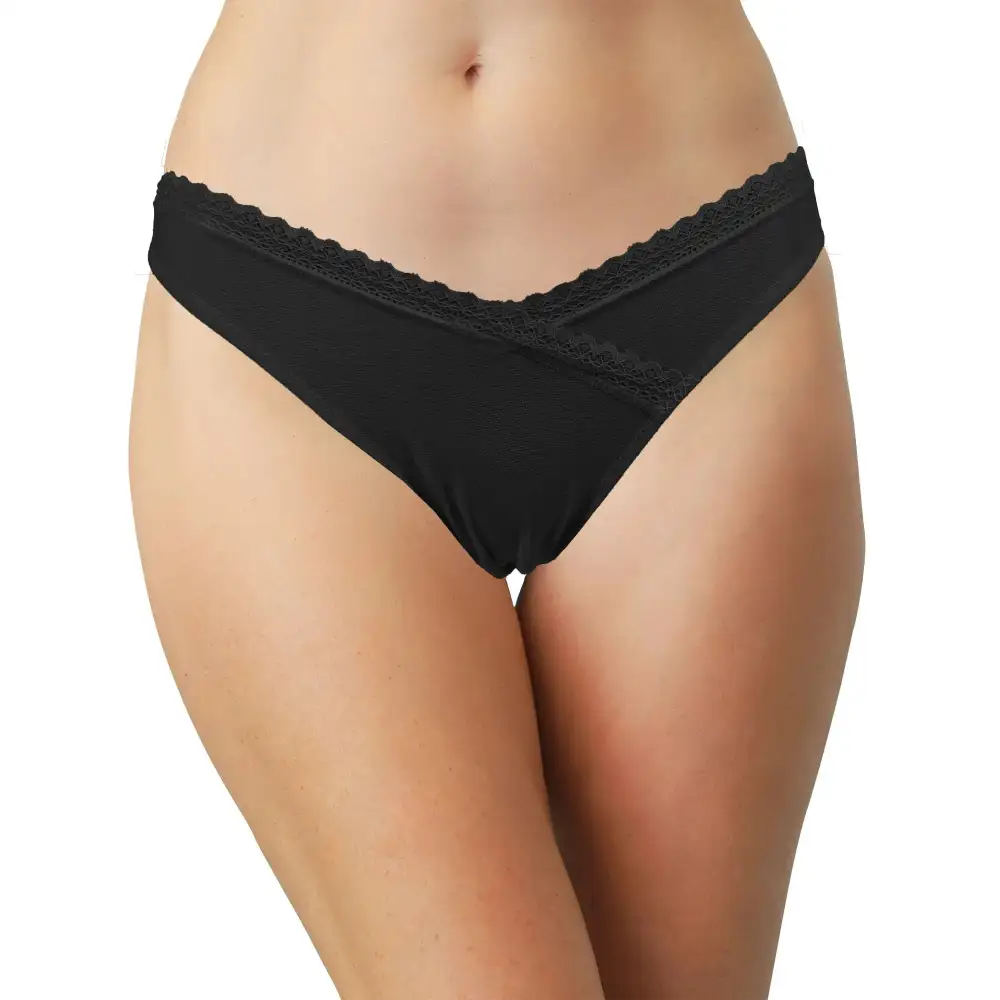Classic Lace-Trim Lace Mesh Thong Panty