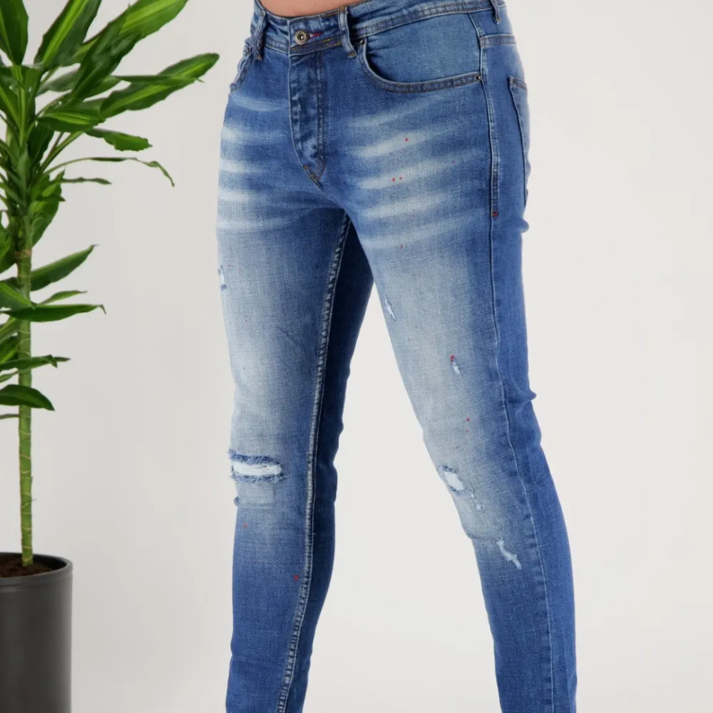 Skinny Fit Paint Splatter Jeans