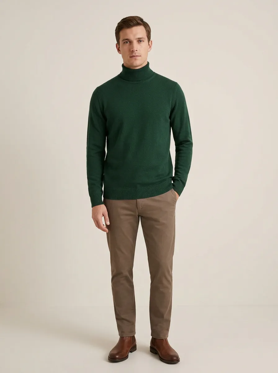 Men's Clean Classic Ribbed Knit Turtleneck Sweater