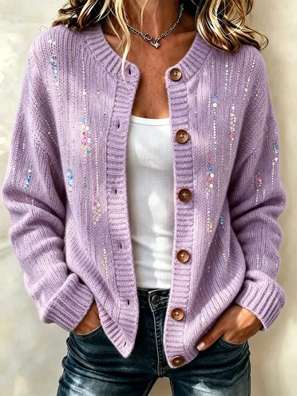 Ladies' Casual Plant Flower Knitted Cardigan Top