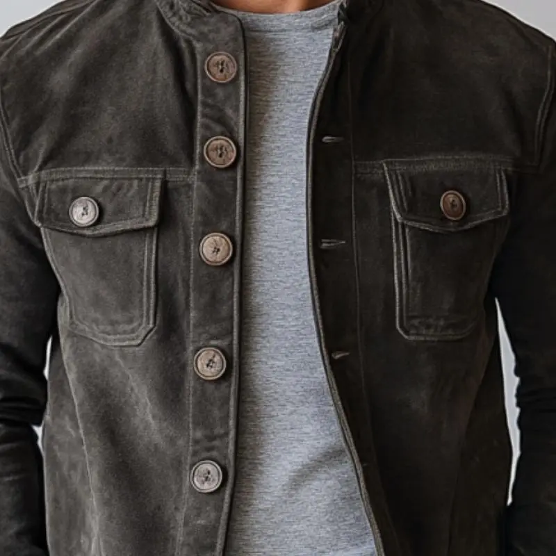 Structured Utility Suede Jacket