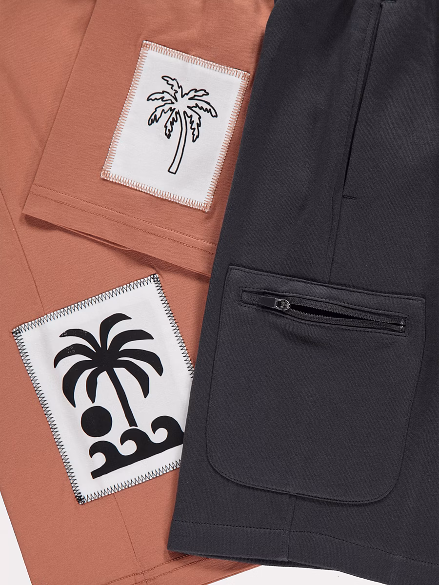 Terracotta Palm Patch T-Shirt and Shorts Outfit detail 1