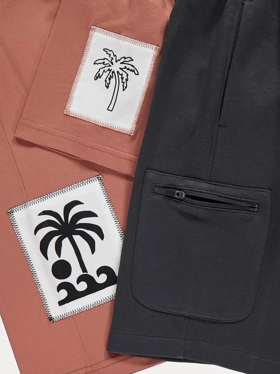 Terracotta Palm Patch T-Shirt and Shorts Outfit