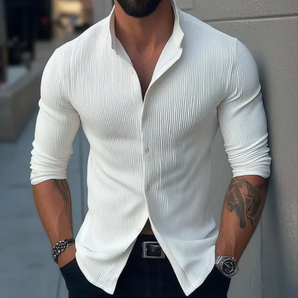 Band Collar Woven Shirt