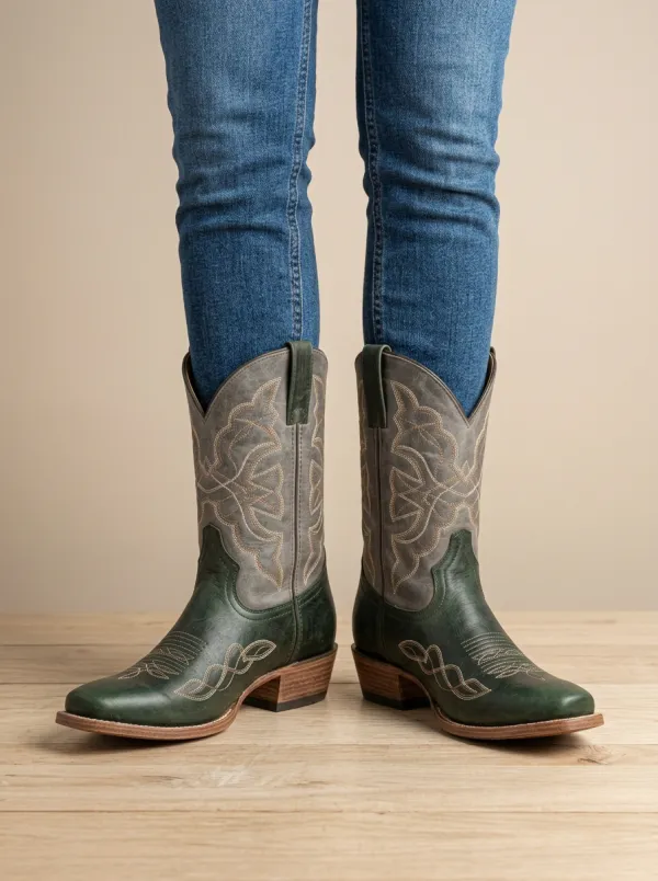 Women's Western Cowgirl Embroidered Stitched Cowboy Boots