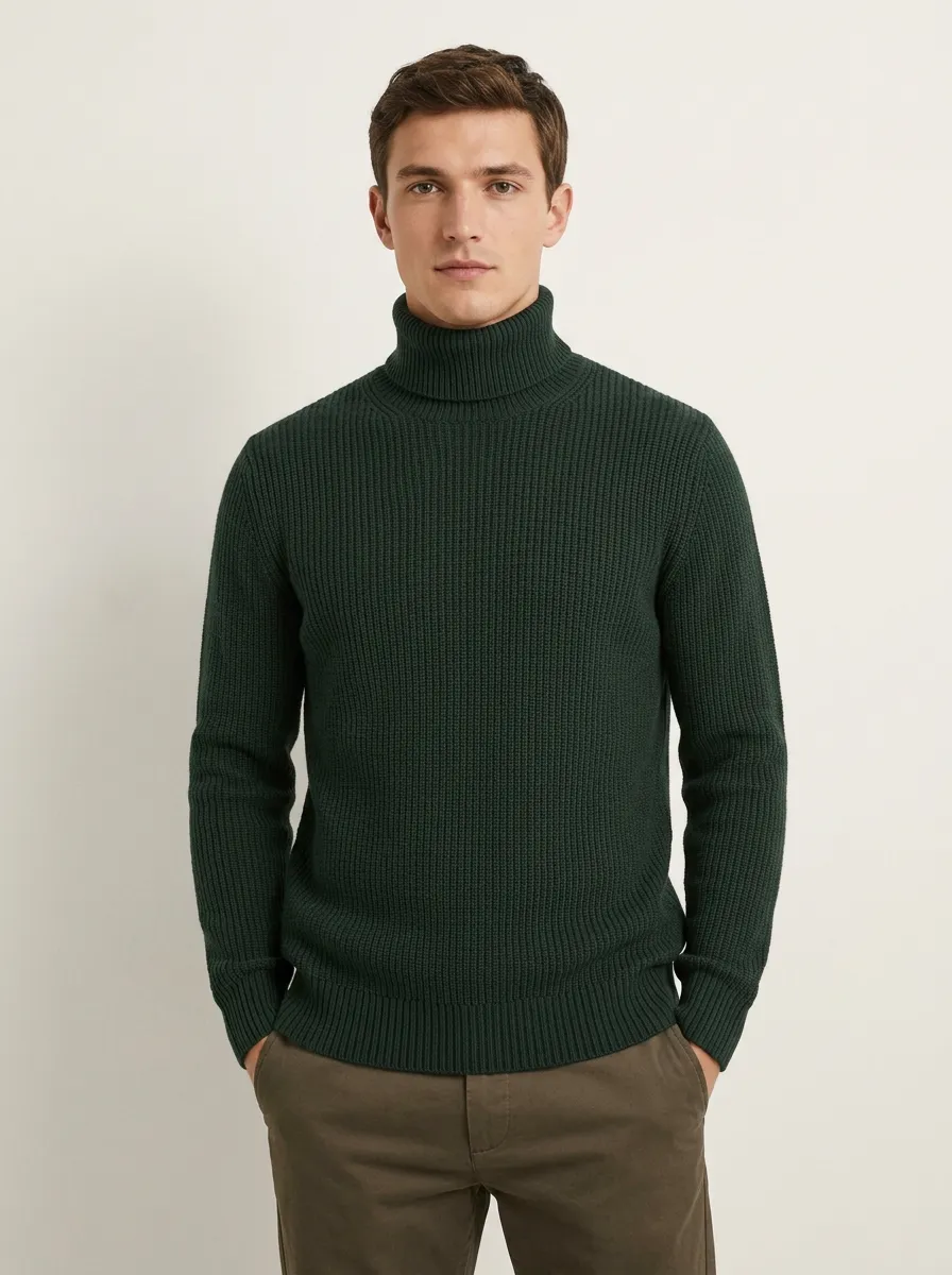 Men's Heritage Classic Ribbed Knit Turtleneck Sweater