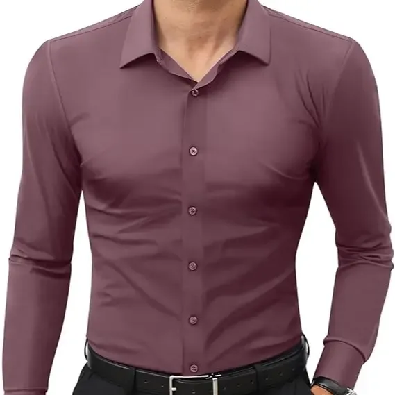 Gentle Dress Shirts 16-Way Stretch Slim Fit Long Sleeve Button Down Business Casual Shirts Wrinkle Free Traveler Shirts Top Menswear