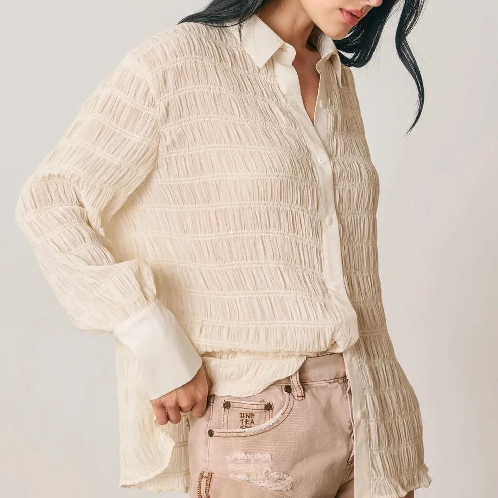 Textured Button Front Shirt