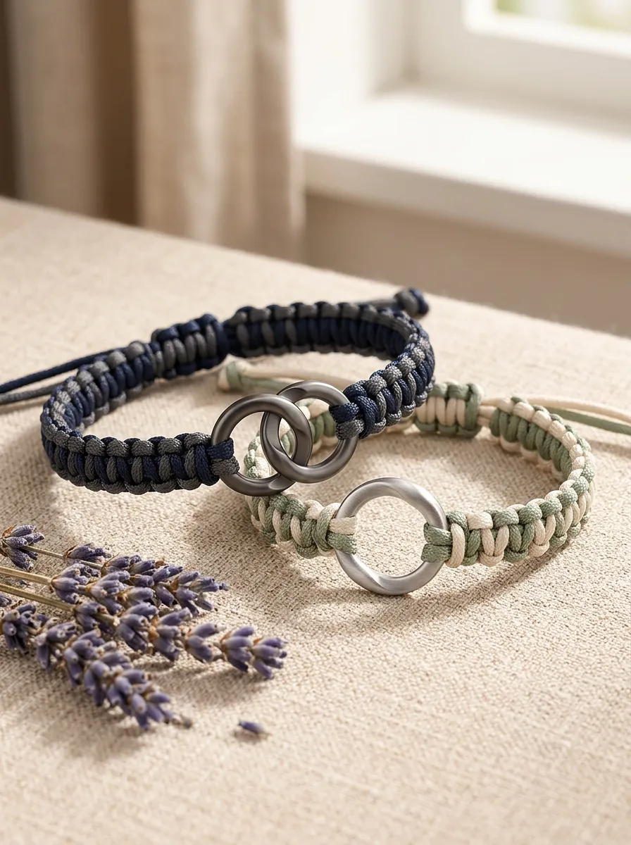 Couples Braided-Rope Touch Minimal Bracelet Set