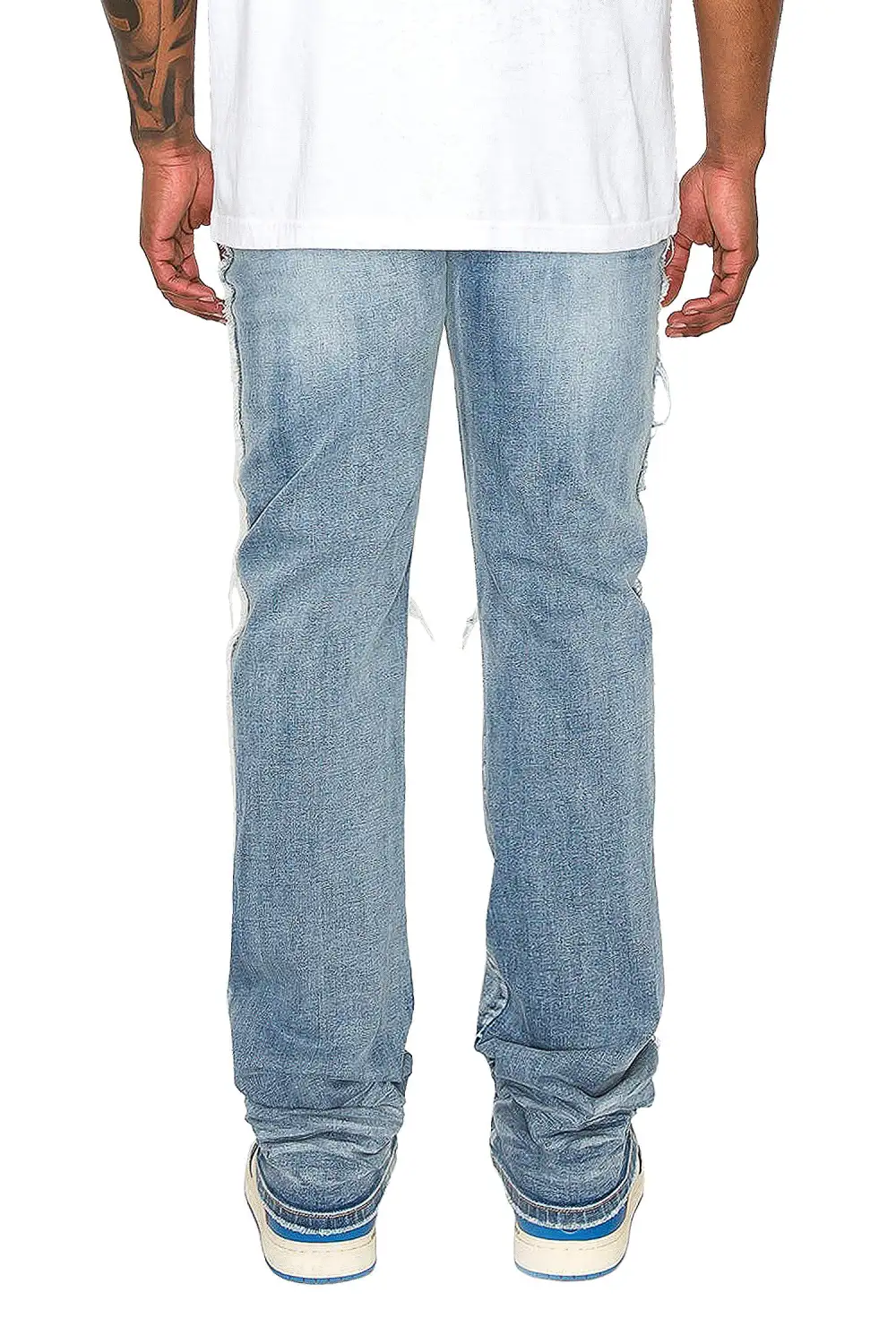 Men's Stacked Fit Raw Edge Distressed Denim Jeans