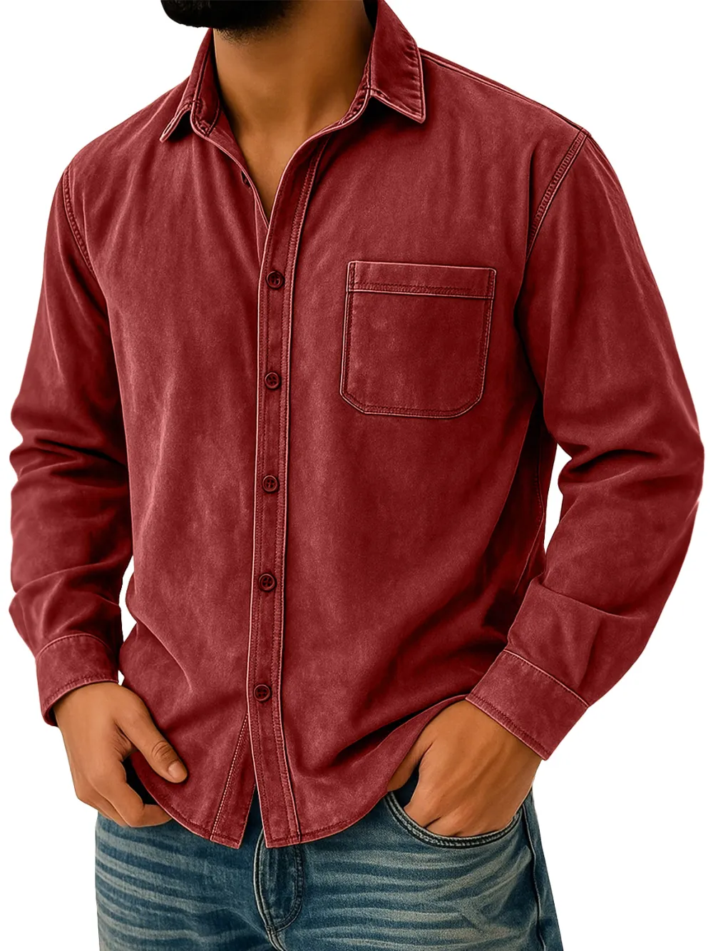 Suede Feel Pocket Shirt