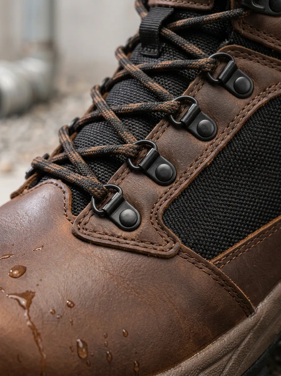 Men's Waterproof Leather Brown Tactical Printed Work Boots