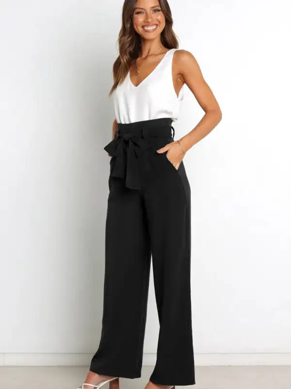 Trousers Versatile Wide Leg Belt