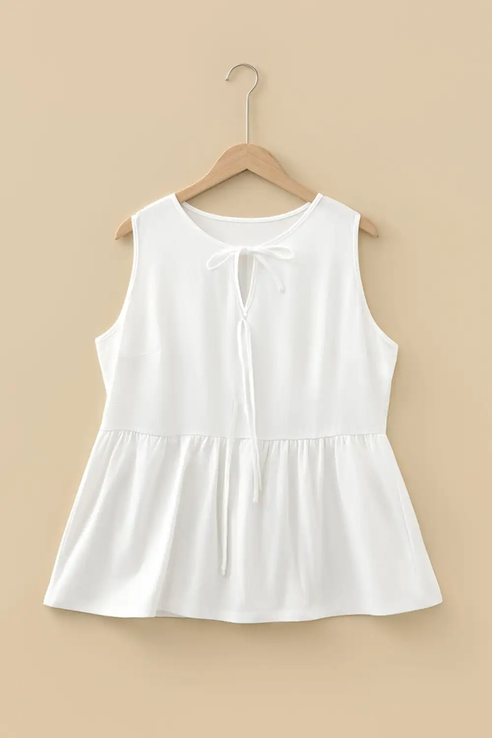 Plus Size Solid Color Bow Tie Peplum