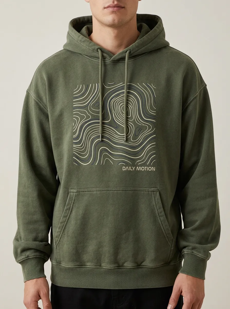 Men's Outdoor Adventure Topographic Map Print Hoodie