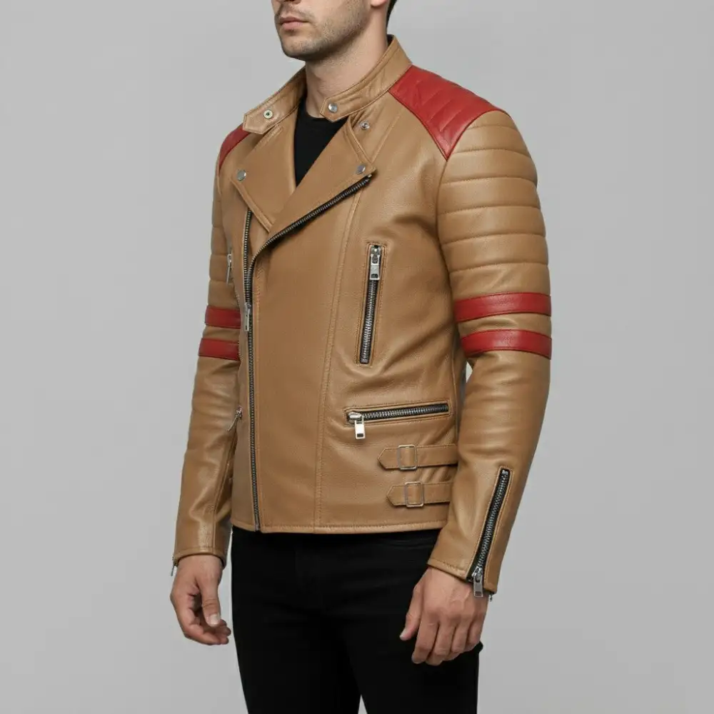 Vintage Inspired Leather Biker Motorcycle Jacket