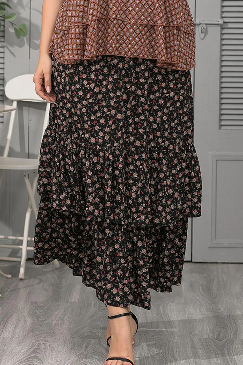 Ditsy Floral Layered Maxi Skirt