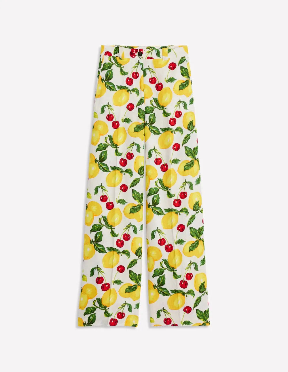 Westbourne Linen Pants -Ivory, Cherries and Lemons
