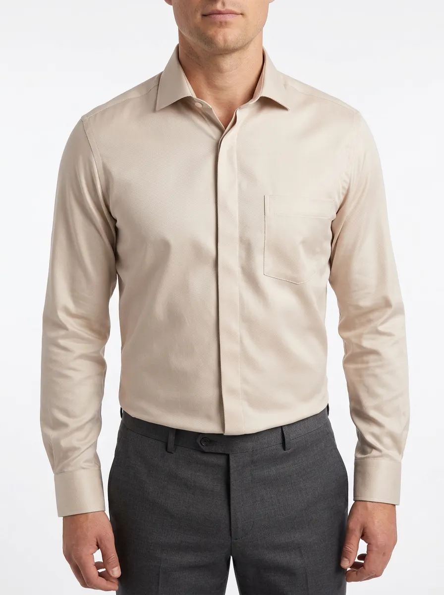 Men's Minimal Long-Sleeve Solid Dress Shirt