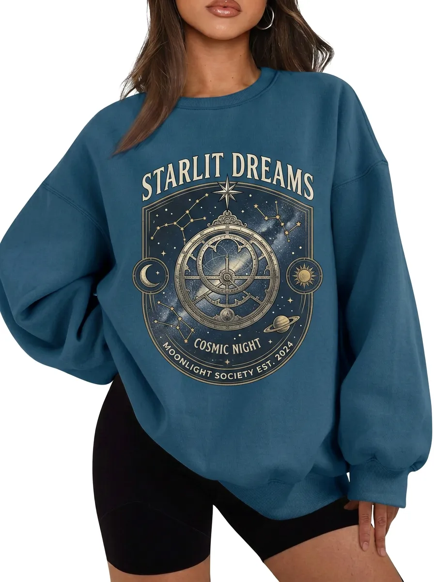 Women's Starlit Dreams Celestial Astrolabe Printed T-shirt