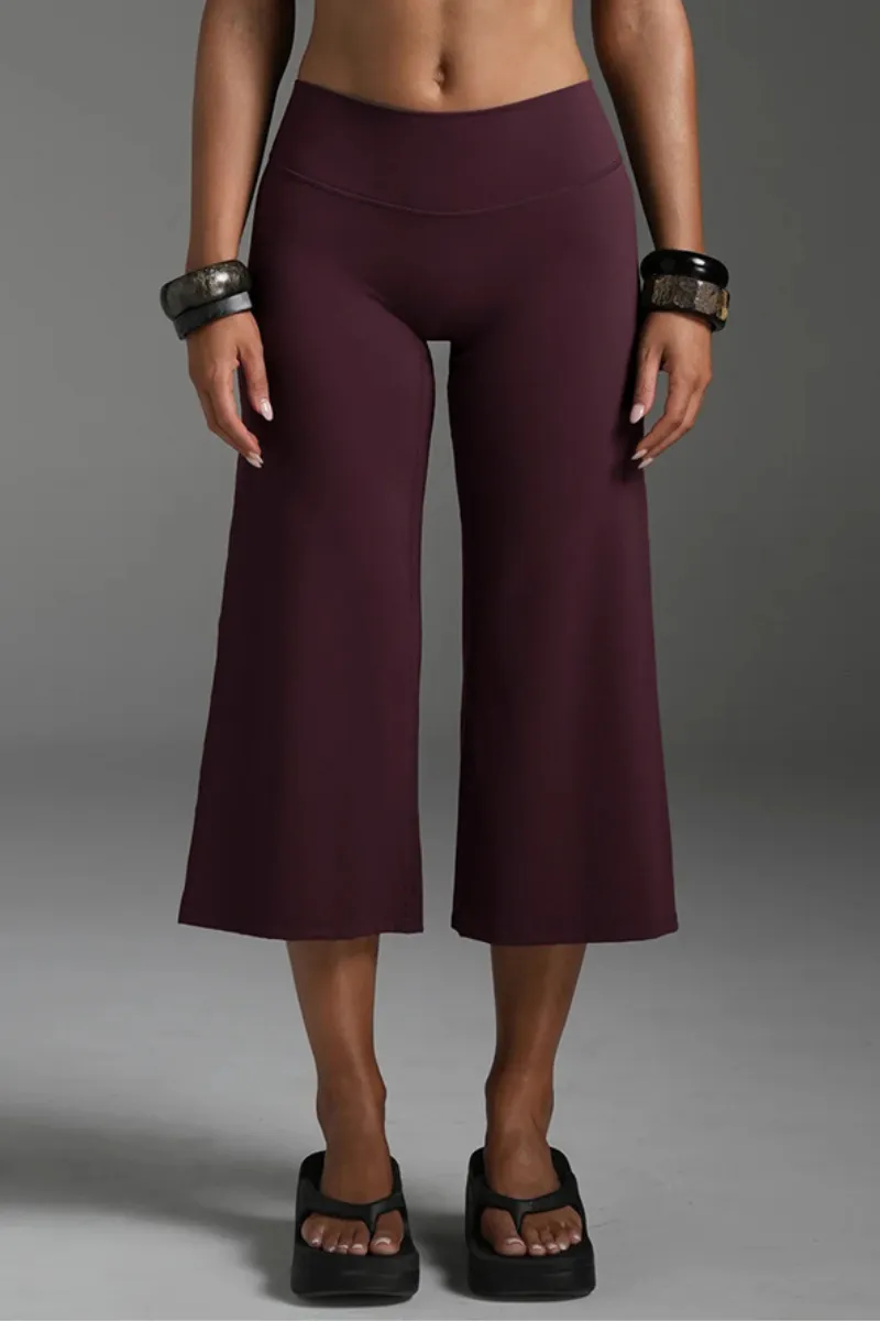 High-Waist Wide-Leg Running Capri Trousers