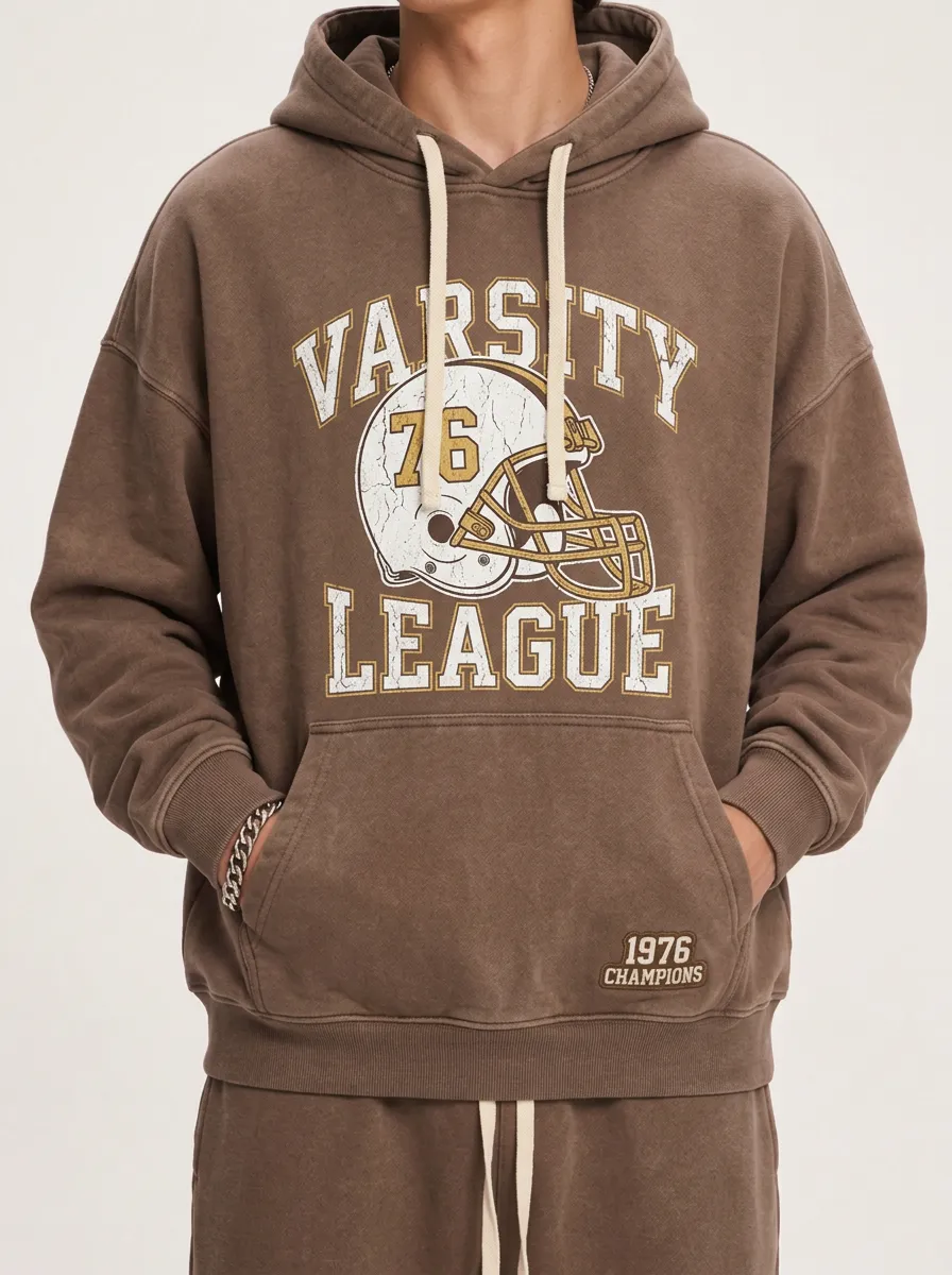 Men's Varsity League Football Helmet 1976 Printed Hoodie