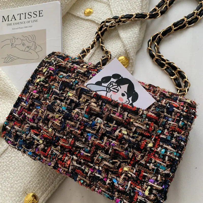 Structured Faux Leather Chain Strap Crossbody Bag