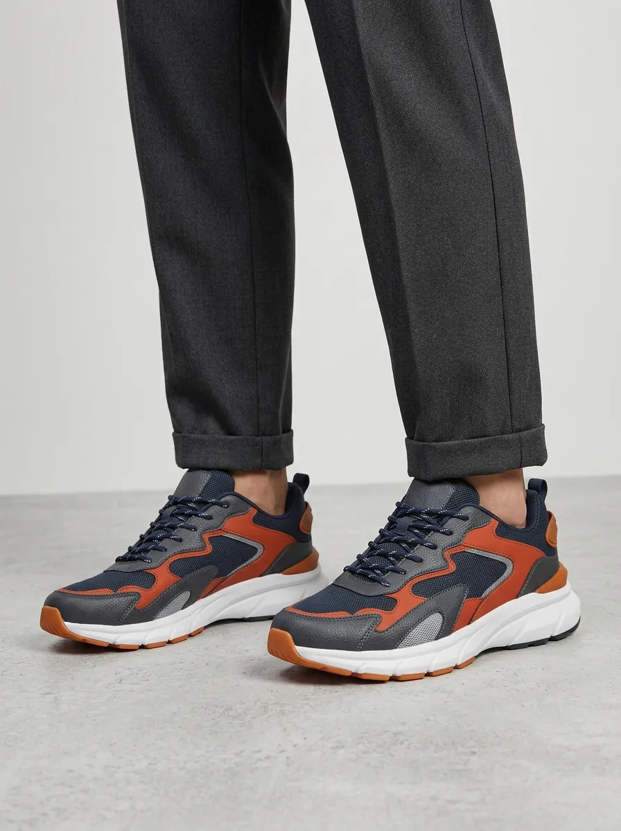 Men's Colorblock Mesh Printed Sneakers